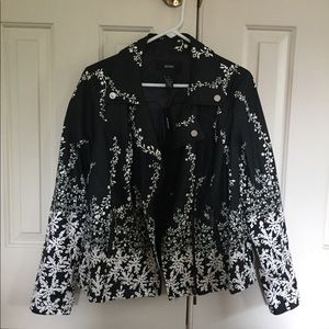 Petal Print Leather Jacket